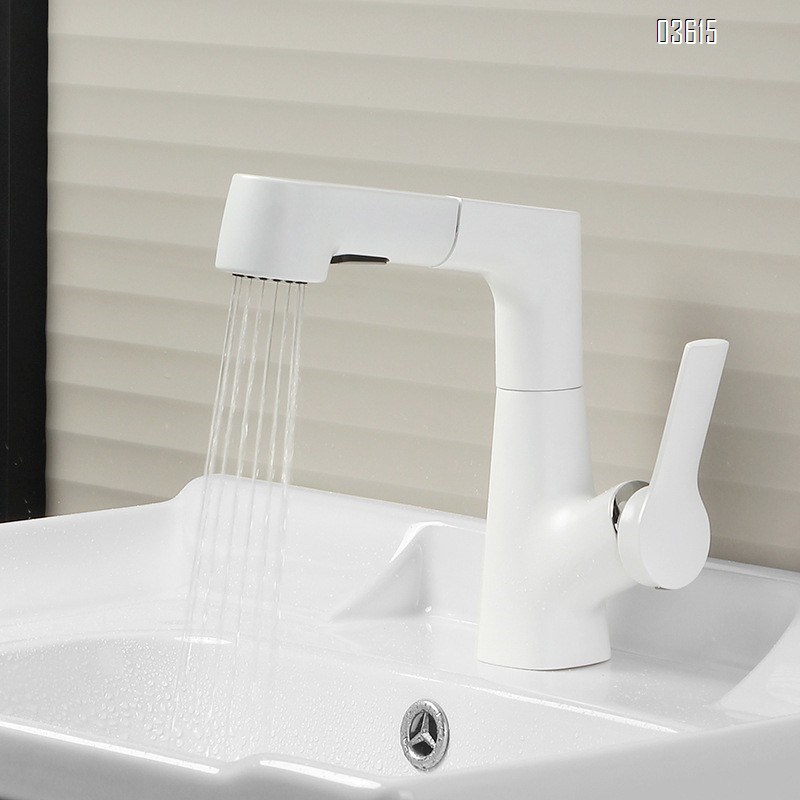 Modern Design Pull Out Basin Faucet Dual Function Aerated Water Mixer Basin Taps Single Handle Deck-Mounted Basin Faucet