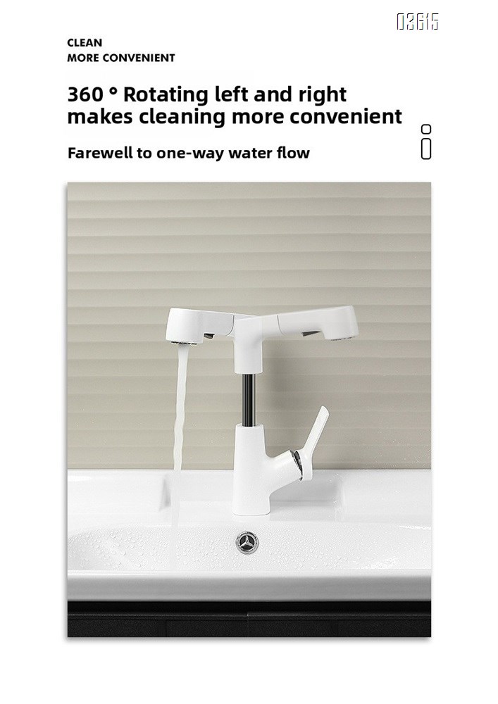 Modern Design Pull Out Basin Faucet Dual Function Aerated Water Mixer Basin Taps Single Handle Deck-Mounted Basin Faucet