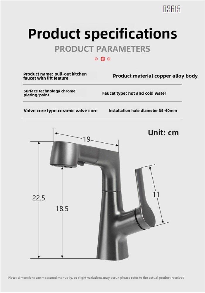 Modern Design Pull Out Basin Faucet Dual Function Aerated Water Mixer Basin Taps Single Handle Deck-Mounted Basin Faucet