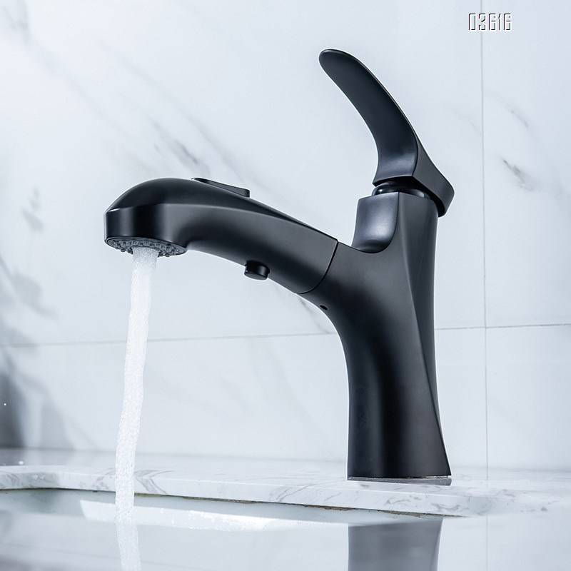 Modern Design Pull Out Basin Faucet Luxury Dual Functions Aerated Water with Switch Button Basin Tap Mixer for Bathroom Basin