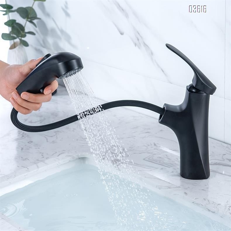 Modern Design Pull Out Basin Faucet Luxury Dual Functions Aerated Water with Switch Button Basin Tap Mixer for Bathroom Basin