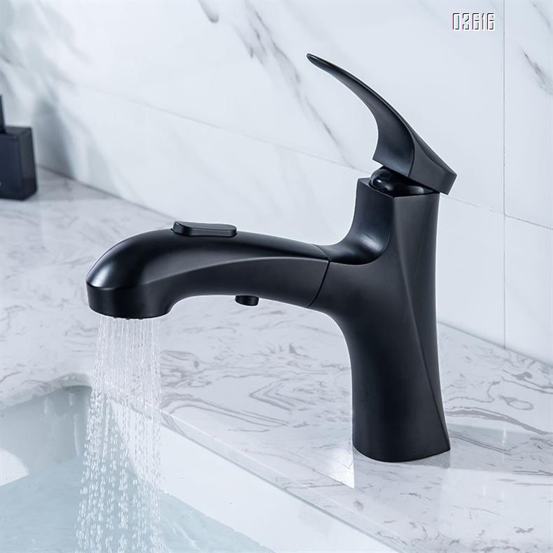 Modern Design Pull Out Basin Faucet Luxury Dual Functions Aerated Water with Switch Button Basin Tap Mixer for Bathroom Basin