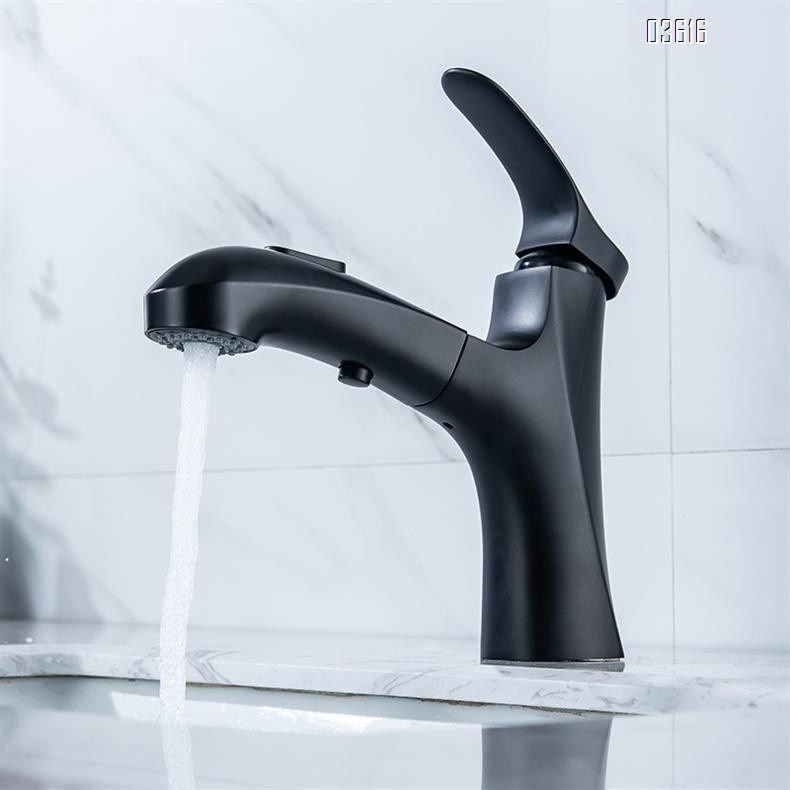 Modern Design Pull Out Basin Faucet Luxury Dual Functions Aerated Water with Switch Button Basin Tap Mixer for Bathroom Basin