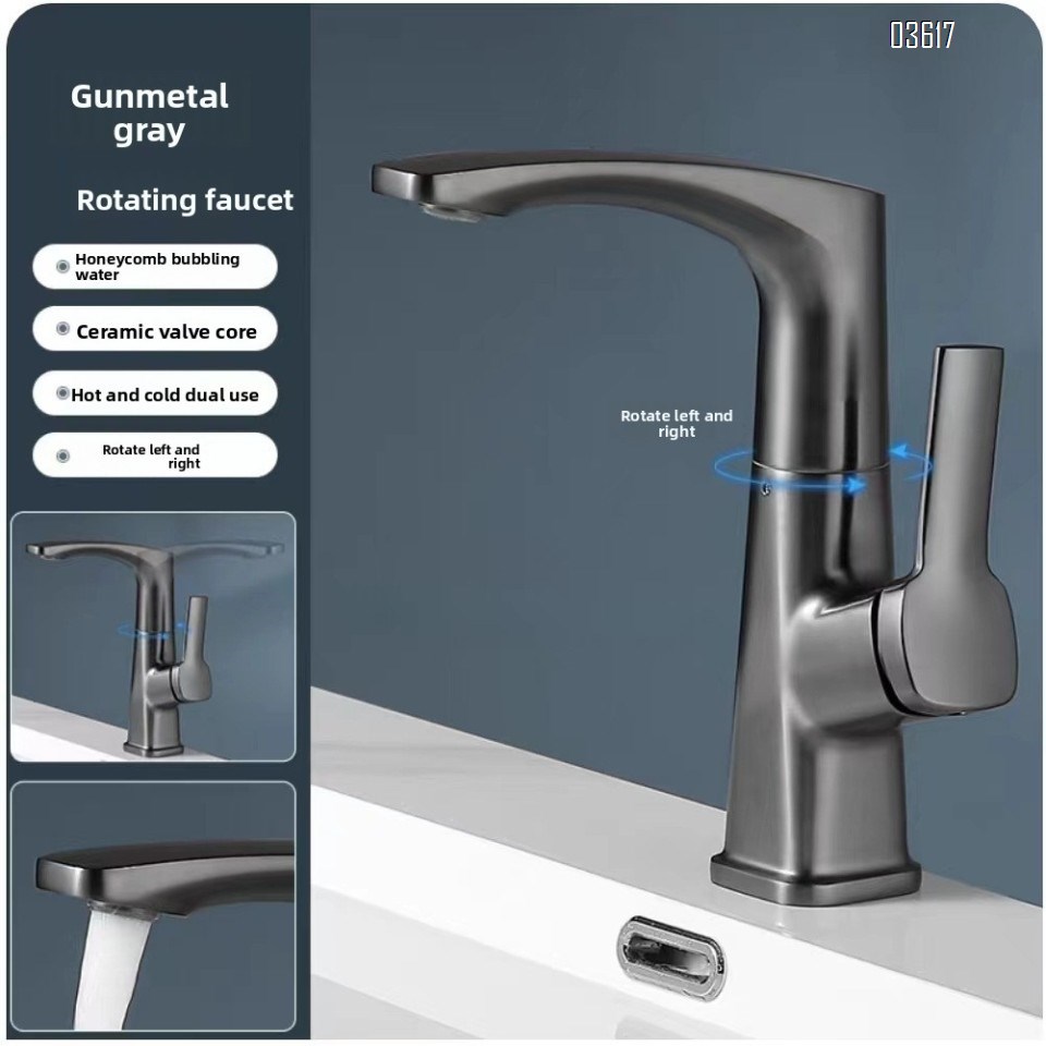 Modern Design Stainless Steel Basin Faucet Luxury  Aerated Water Head Hot & Cold Mixer 360 °swivel Basin Taps Single Handle