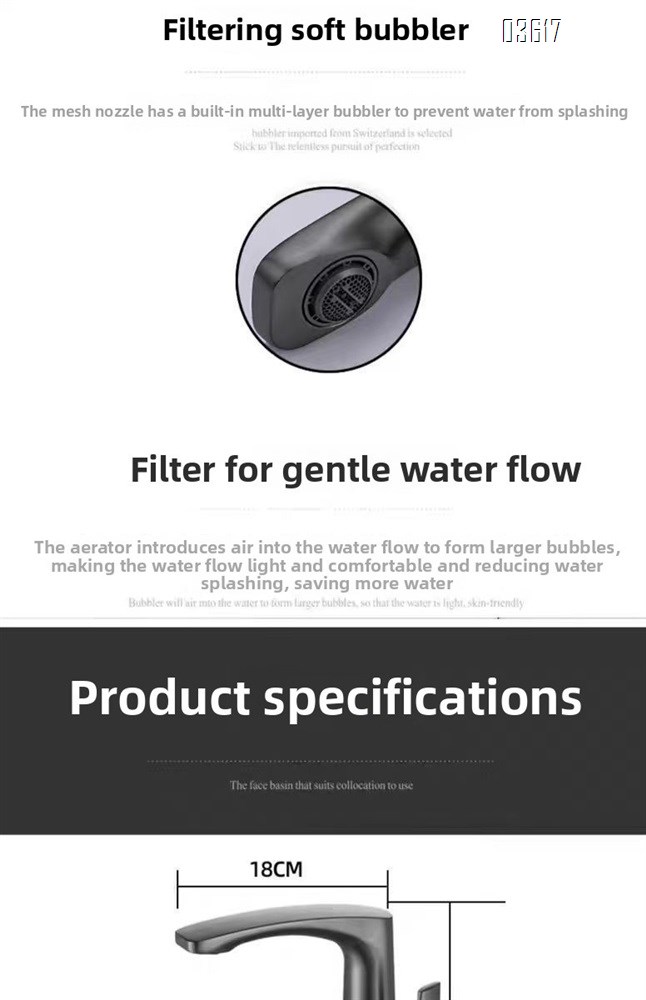 Modern Design Stainless Steel Basin Faucet Luxury  Aerated Water Head Hot & Cold Mixer 360 °swivel Basin Taps Single Handle
