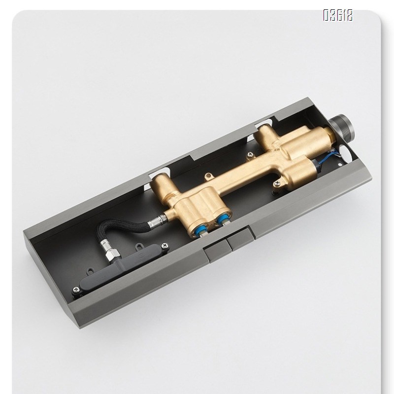 Gun Gray Digital Display Shower Set with Pressure Showerhead for Home Bathroom Simple All-Brass Rain Shower Head Set