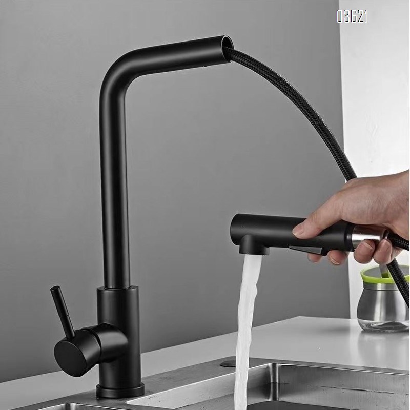 Modern Design Single Handle Kitchen Faucet Outdoor Laundry Bathroom Sink Faucets  Bar Tap Kitchen Faucets with Pull Out Sprayer with 60cm pipe