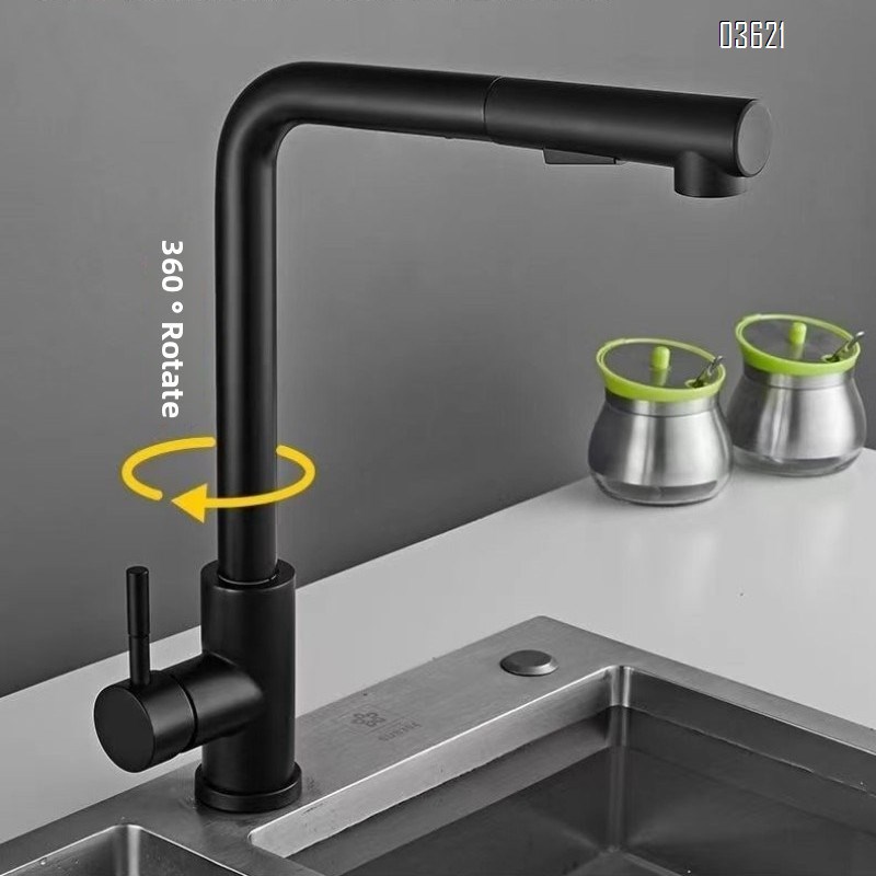 Modern Design Single Handle Kitchen Faucet Outdoor Laundry Bathroom Sink Faucets  Bar Tap Kitchen Faucets with Pull Out Sprayer with 60cm pipe
