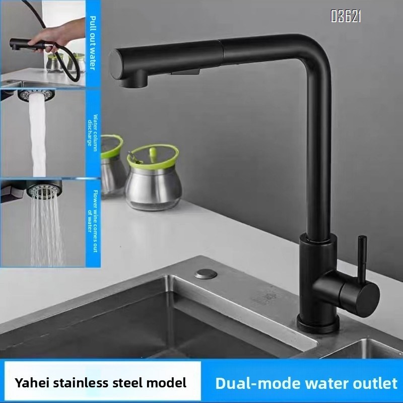 Modern Design Single Handle Kitchen Faucet Outdoor Laundry Bathroom Sink Faucets  Bar Tap Kitchen Faucets with Pull Out Sprayer with 60cm pipe
