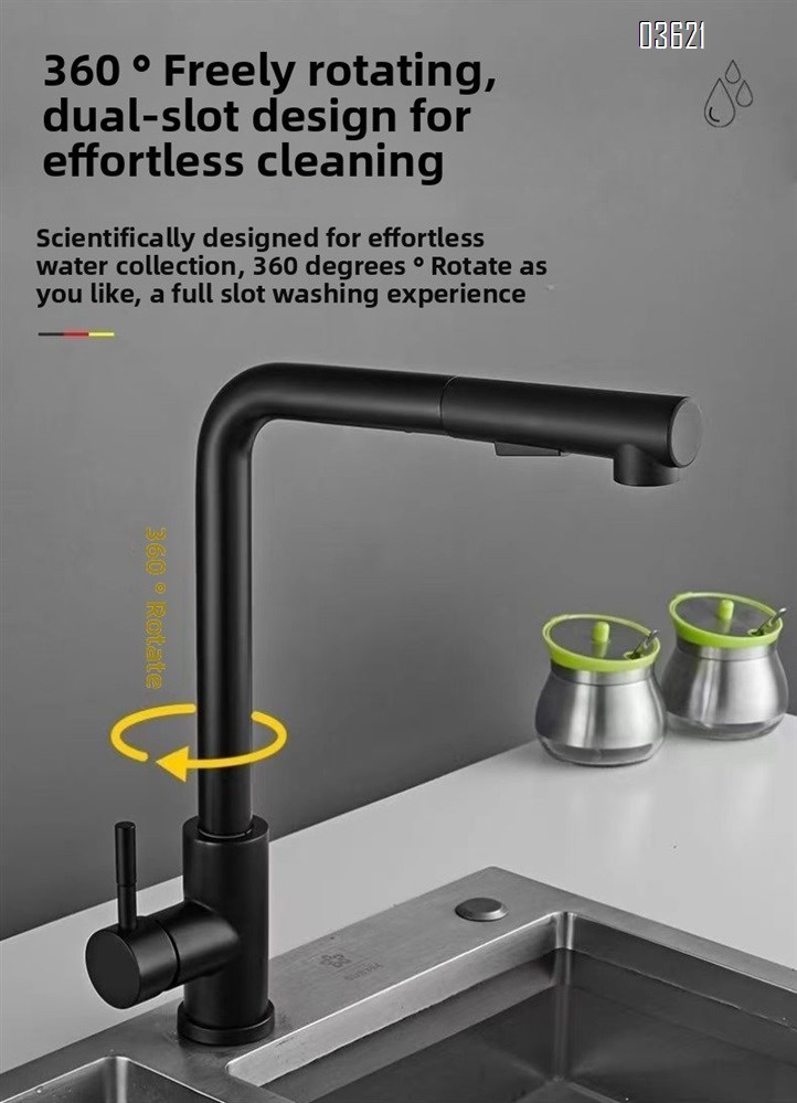 Modern Design Single Handle Kitchen Faucet Outdoor Laundry Bathroom Sink Faucets  Bar Tap Kitchen Faucets with Pull Out Sprayer with 60cm pipe