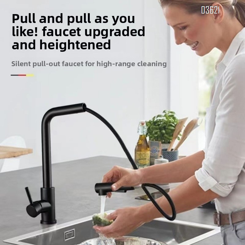 Modern Design Single Handle Kitchen Faucet Outdoor Laundry Bathroom Sink Faucets  Bar Tap Kitchen Faucets with Pull Out Sprayer with 60cm pipe