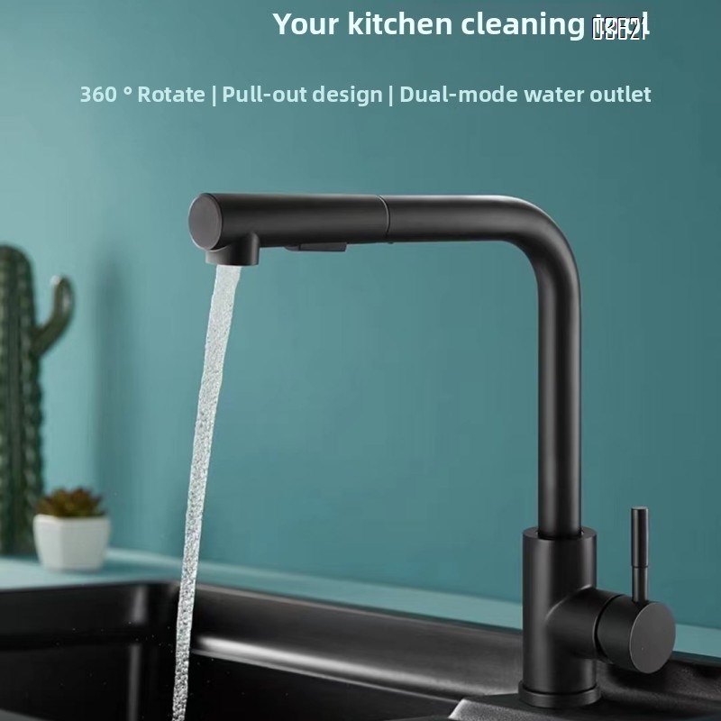 Modern Design Single Handle Kitchen Faucet Outdoor Laundry Bathroom Sink Faucets  Bar Tap Kitchen Faucets with Pull Out Sprayer with 60cm pipe