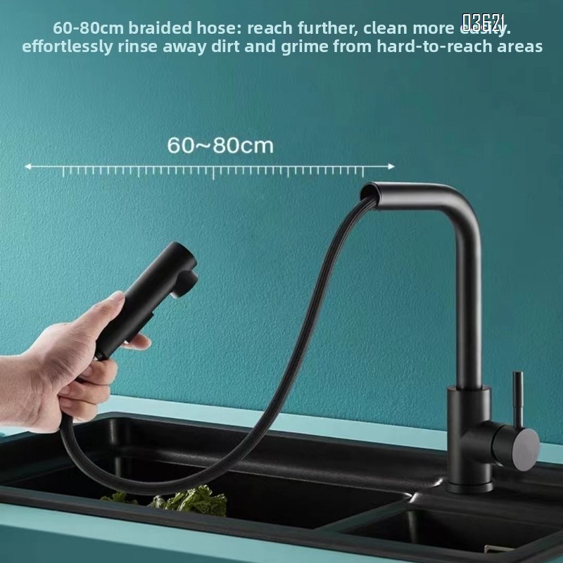 Modern Design Single Handle Kitchen Faucet Outdoor Laundry Bathroom Sink Faucets  Bar Tap Kitchen Faucets with Pull Out Sprayer with 60cm pipe