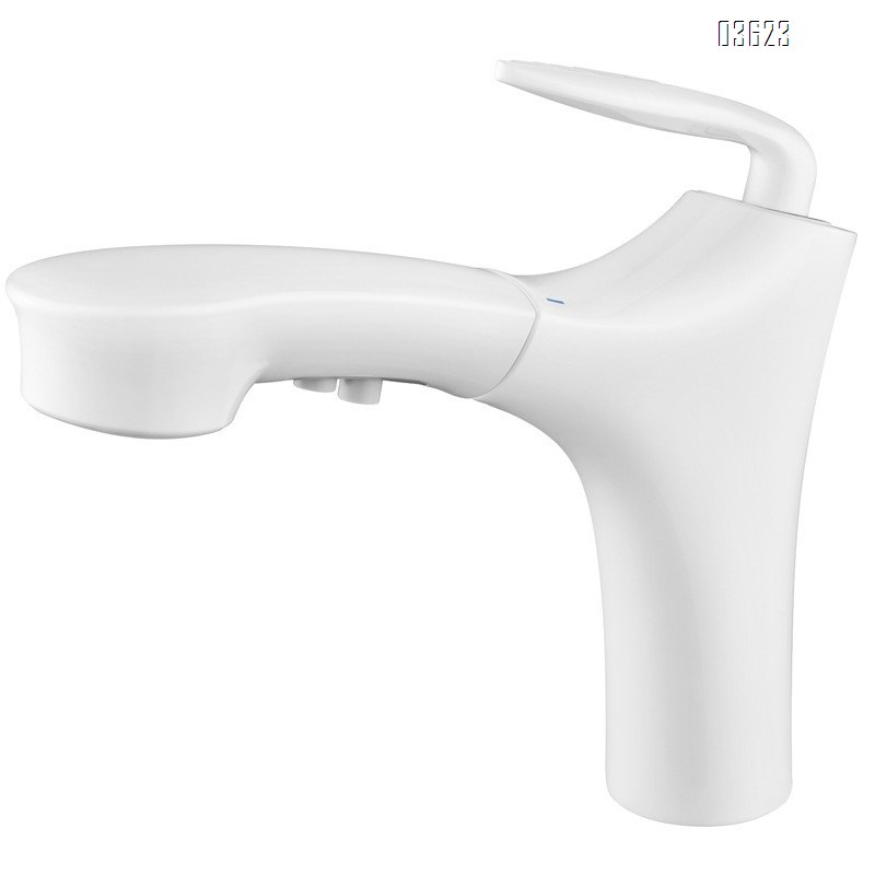 Modern White Brass Basin Faucet Dual Function  with Ceramic Core Pull-Out Hot & Cold Water for Kitchen Sink Bathroom Wash Basin