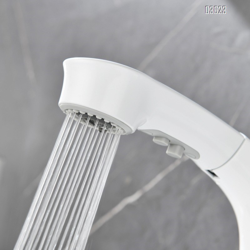 Modern White Brass Basin Faucet Dual Function  with Ceramic Core Pull-Out Hot & Cold Water for Kitchen Sink Bathroom Wash Basin