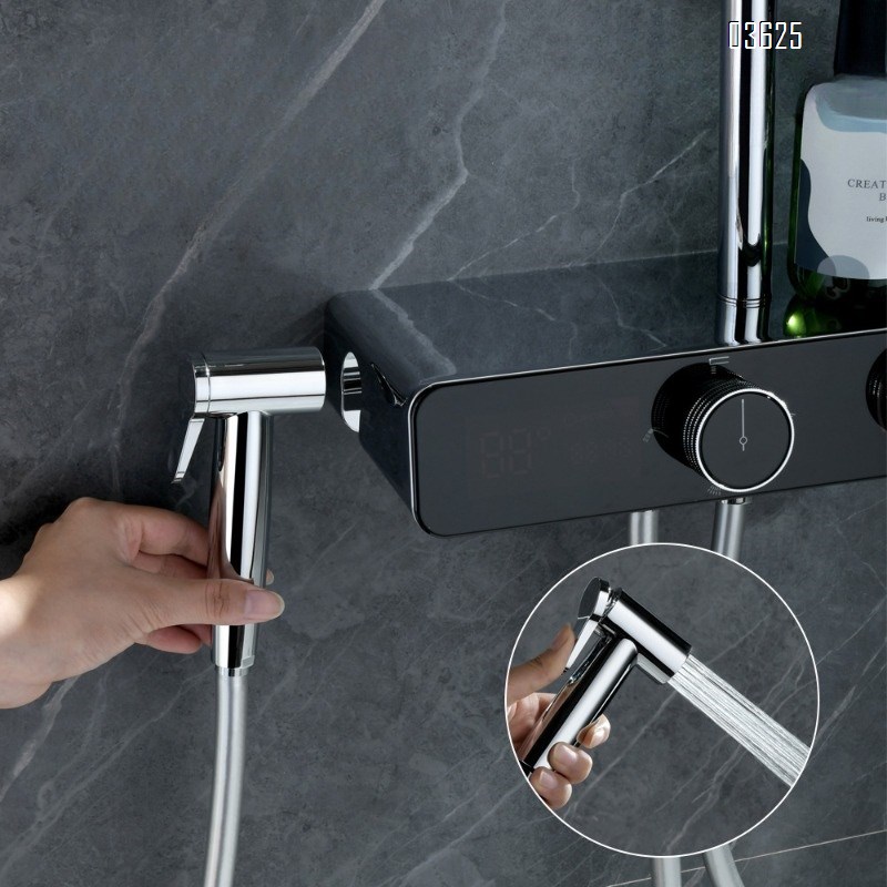 Shower Head Set Hotel Bathroom Household Rotating Wheel with Spray Gun Shower Head Brass