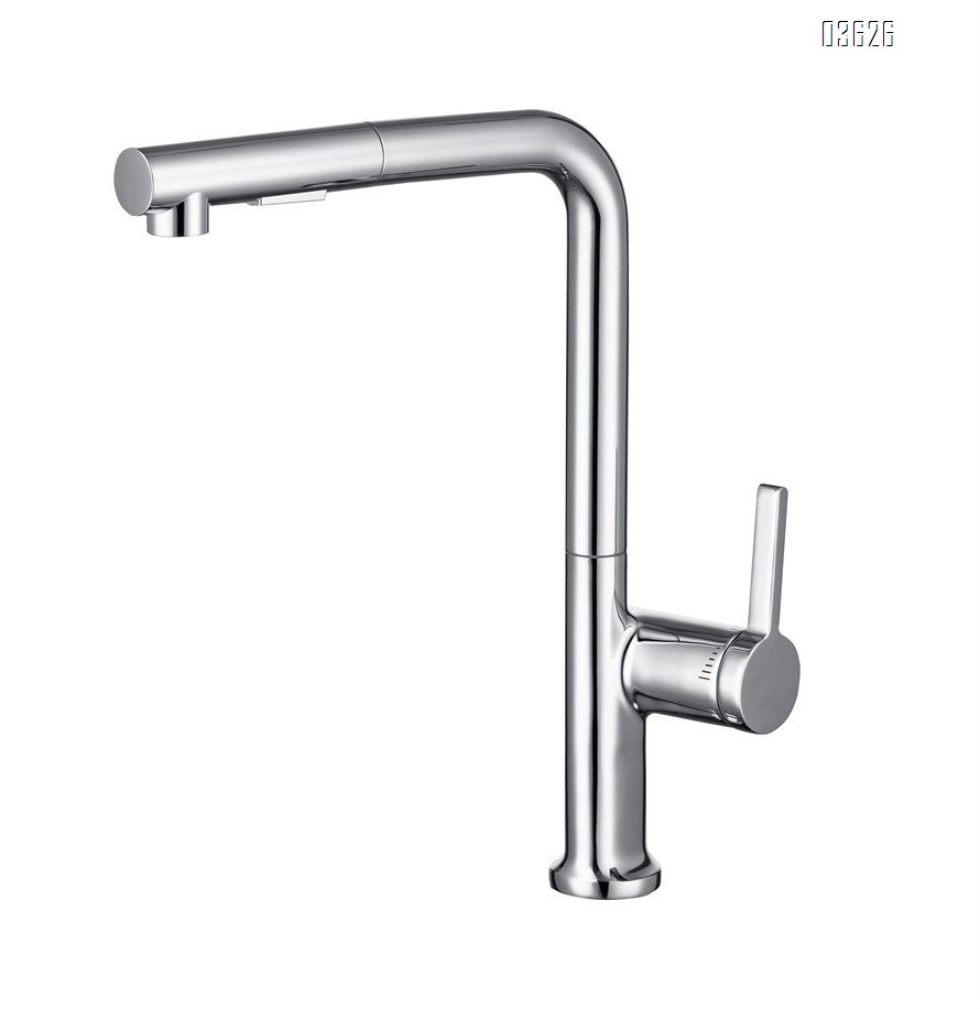 Multi-function Pull Out Kitchen Faucet with Switch Button Single Handle Deck - Mounted Kitchen Mixer Tap with Ceramic Cartridge