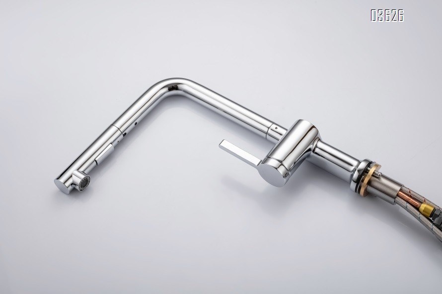 Multi-function Pull Out Kitchen Faucet with Switch Button Single Handle Deck - Mounted Kitchen Mixer Tap with Ceramic Cartridge