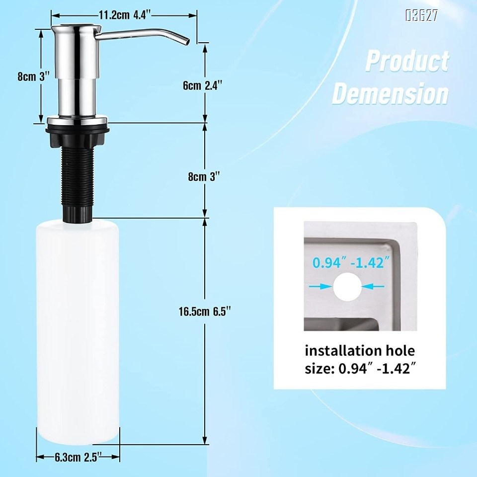 Kitchen Sink Organizer Kitchen Liquid Soap Dispenser Pump Head Stainless Steel Kitchen Sink Soap Dispenser for Kitchen Sink