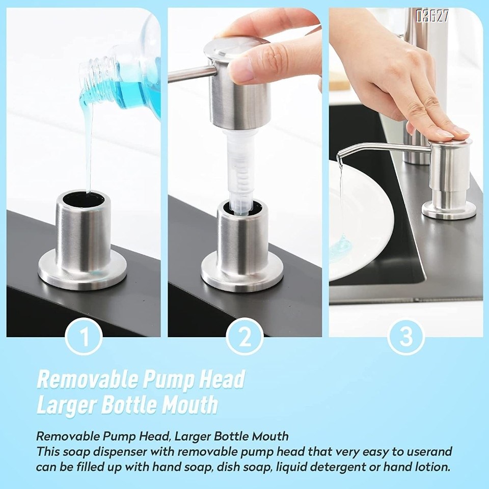 Kitchen Sink Organizer Kitchen Liquid Soap Dispenser Pump Head Stainless Steel Kitchen Sink Soap Dispenser for Kitchen Sink