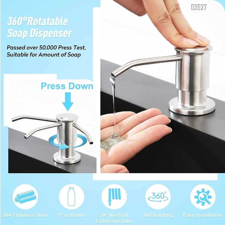 Kitchen Sink Organizer Kitchen Liquid Soap Dispenser Pump Head Stainless Steel Kitchen Sink Soap Dispenser for Kitchen Sink