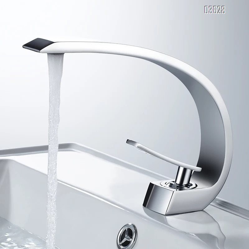 Chrome Basin Faucet Single Handle Single Hole Deck - Mounted Single Handle Hot and Cold Mixer Taps for Bathroom Basin