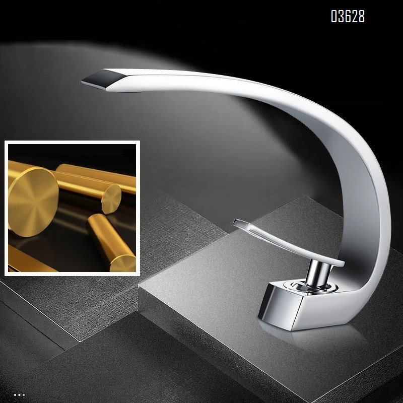 Chrome Basin Faucet Single Handle Single Hole Deck - Mounted Single Handle Hot and Cold Mixer Taps for Bathroom Basin