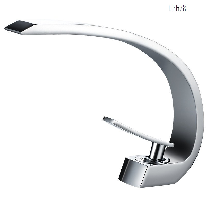 Chrome Basin Faucet Single Handle Single Hole Deck - Mounted Single Handle Hot and Cold Mixer Taps for Bathroom Basin