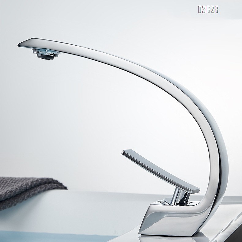 Chrome Basin Faucet Single Handle Single Hole Deck - Mounted Single Handle Hot and Cold Mixer Taps for Bathroom Basin