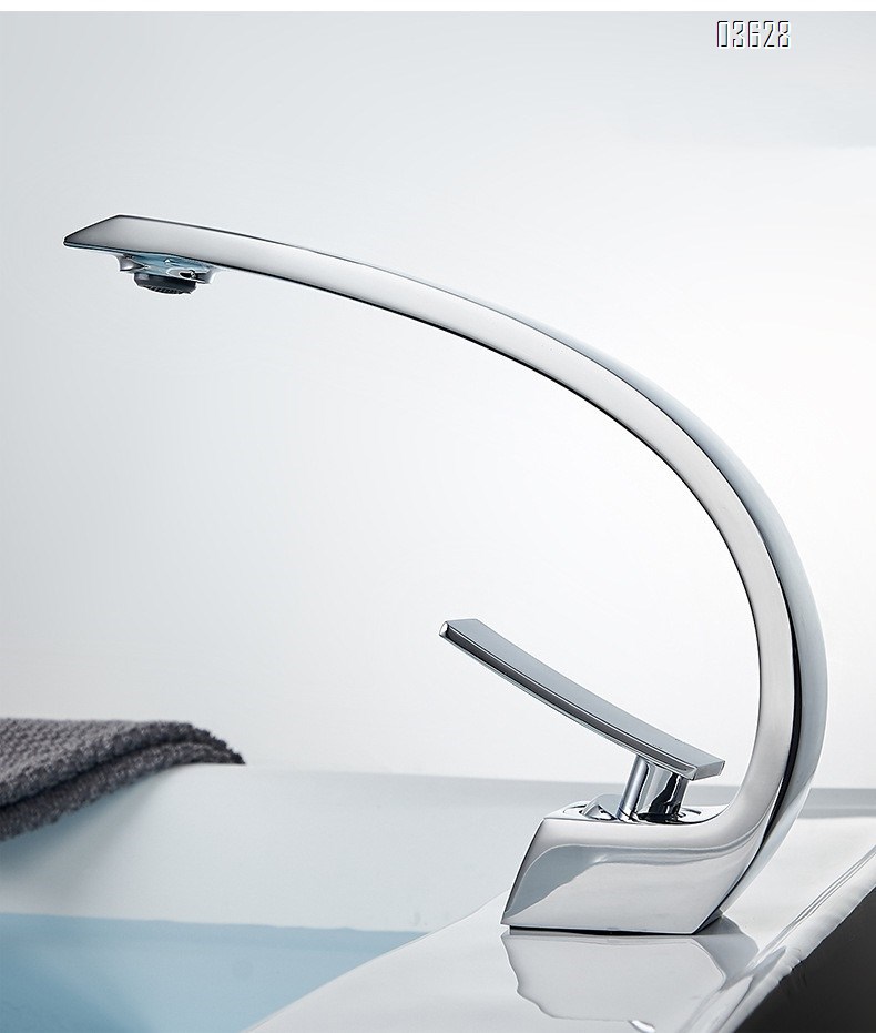 Chrome Basin Faucet Single Handle Single Hole Deck - Mounted Single Handle Hot and Cold Mixer Taps for Bathroom Basin