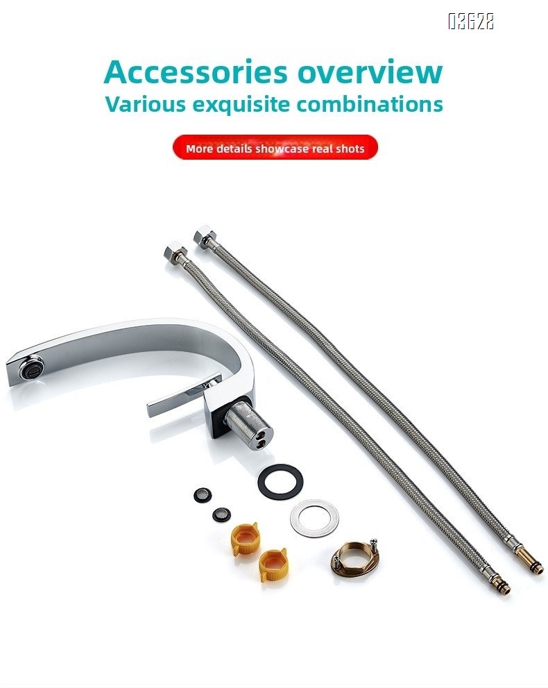 Chrome Basin Faucet Single Handle Single Hole Deck - Mounted Single Handle Hot and Cold Mixer Taps for Bathroom Basin