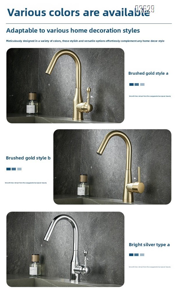 Modern Design Brushed Gold Kitchen Faucet Rotatable Single Handle Deck- Mounted Hot and Cold Mixer Tap for Kitchen Sink
