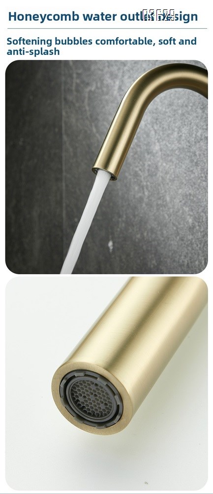 Modern Design Brushed Gold Kitchen Faucet Rotatable Single Handle Deck- Mounted Hot and Cold Mixer Tap for Kitchen Sink