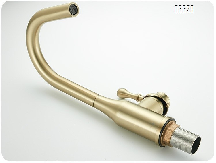 Modern Design Brushed Gold Kitchen Faucet Rotatable Single Handle Deck- Mounted Hot and Cold Mixer Tap for Kitchen Sink