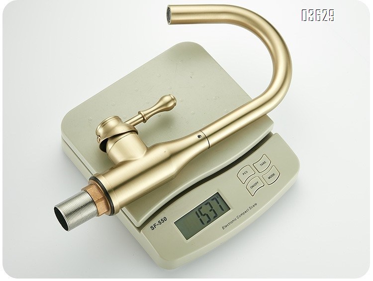 Modern Design Brushed Gold Kitchen Faucet Rotatable Single Handle Deck- Mounted Hot and Cold Mixer Tap for Kitchen Sink