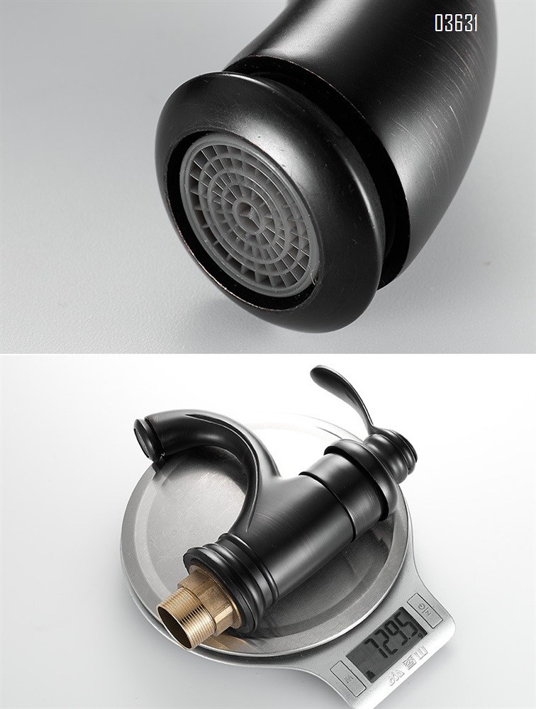 Black Brass Basin Faucet Single-Hole Basin Tap Deck Mounted Bathroom Hot and Cold Mixer Faucet with Ceramic Cartridge for Basin