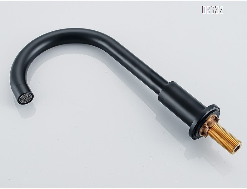 Matte Black 3 Holes Basin Faucet Wash Hand Water Tap Dual Handle 360° Rotatable  Deck - Mounted Basin Faucet for Bathroom