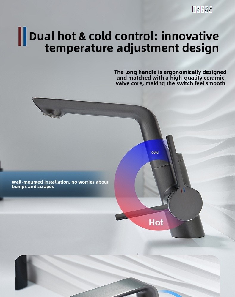 Modern Design Single Handle Basin Faucet Hot and Cold Mixer Basin Tap Decked Mounted with Ceramic Cartridge Wash Basin Faucet
