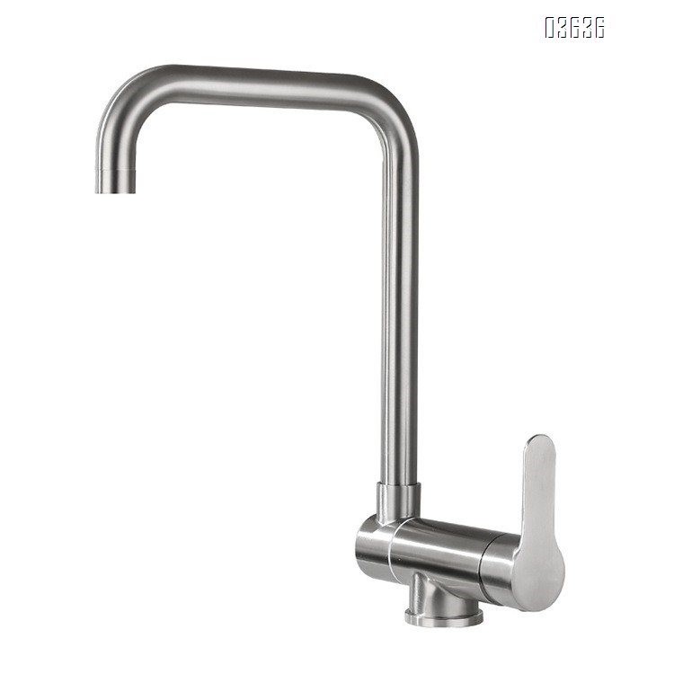 Kitchen Faucet Modern Hot Cold Stainless Steel Decked Sink Mixer Single Lever Rotation Mounted with Single Handle Brushed Faucet