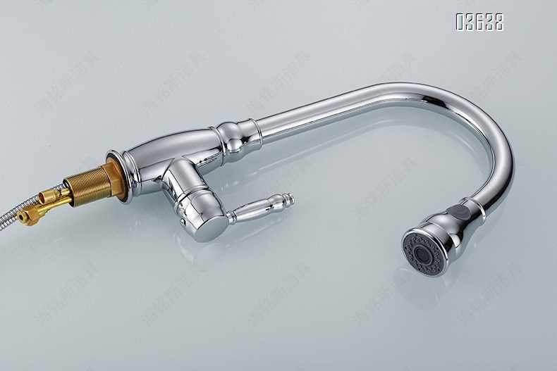 Modern Design Flexible Brass Chrome Pull Out Kitchen Sink Faucet Dual Spray Mode Hot and Cold Mixers Taps Kitchen Faucets