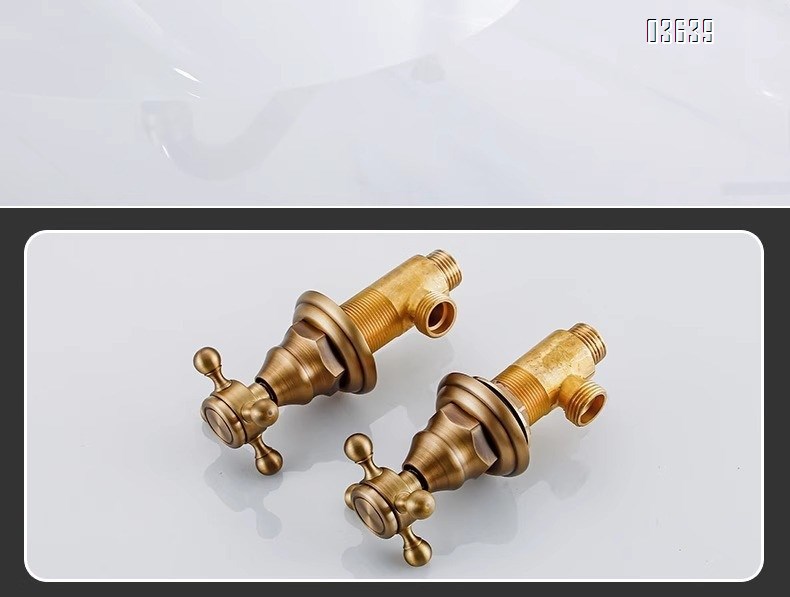 European Design Dual Handle 3 Holes Basin Faucet Deck Mounted Antique Brass Luxury Home Bathroom Antique Vanity Sink Faucet