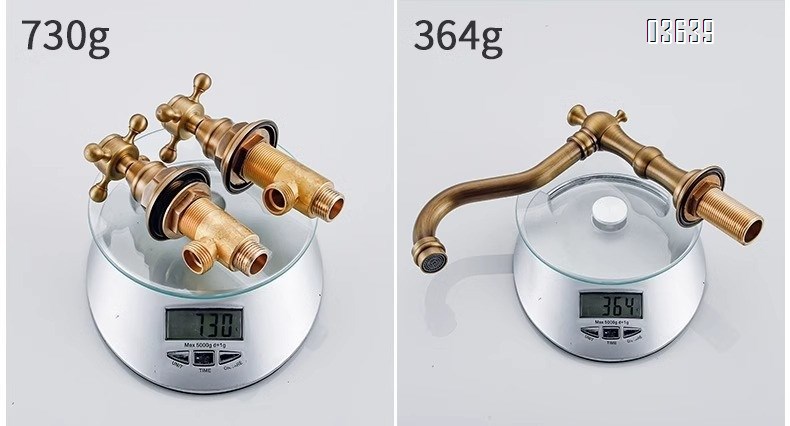 European Design Dual Handle 3 Holes Basin Faucet Deck Mounted Antique Brass Luxury Home Bathroom Antique Vanity Sink Faucet