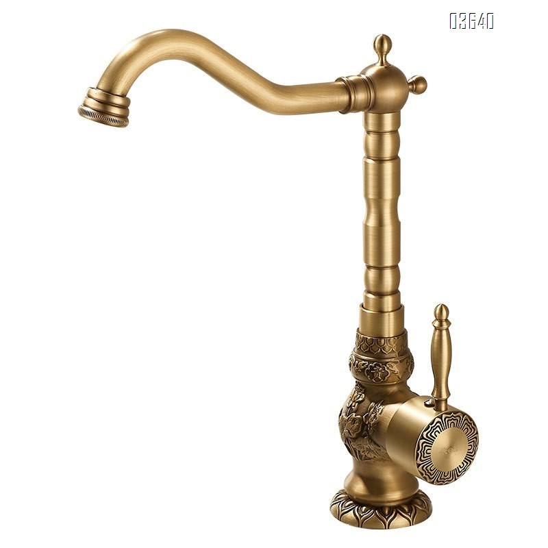 European Style Classic Basin Sink Faucet Antique Brushed Taps Single Handle Water Mixer Tap for Bathroom Sink Ceramic Valve Core