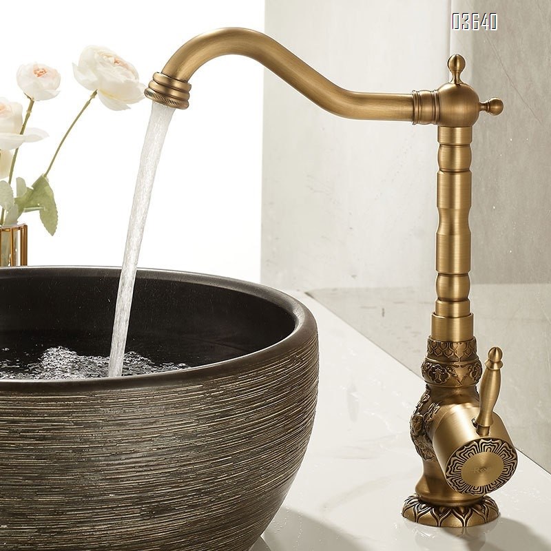 European Style Classic Basin Sink Faucet Antique Brushed Taps Single Handle Water Mixer Tap for Bathroom Sink Ceramic Valve Core