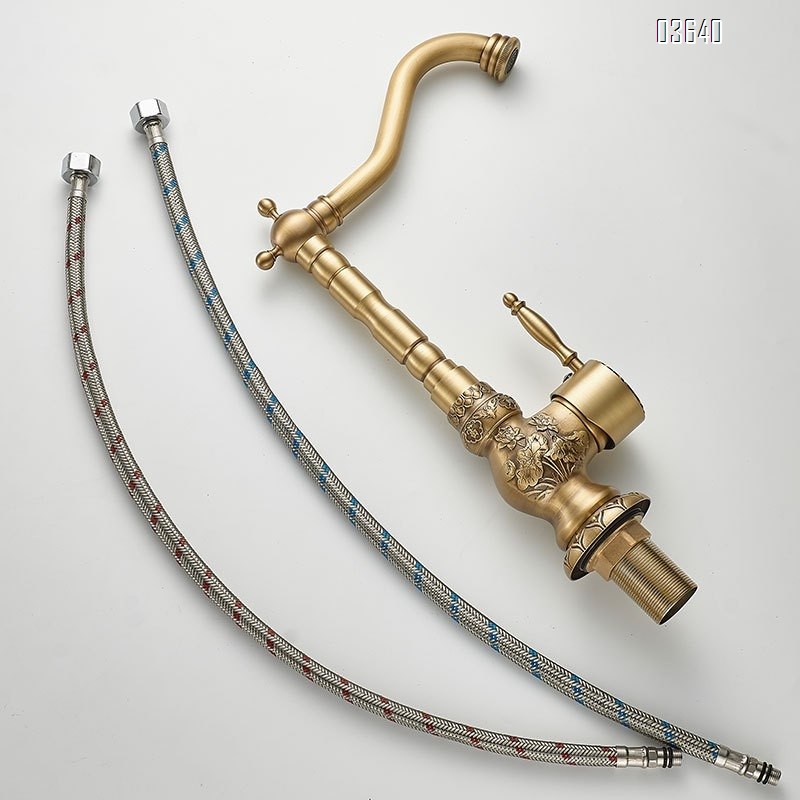 European Style Classic Basin Sink Faucet Antique Brushed Taps Single Handle Water Mixer Tap for Bathroom Sink Ceramic Valve Core