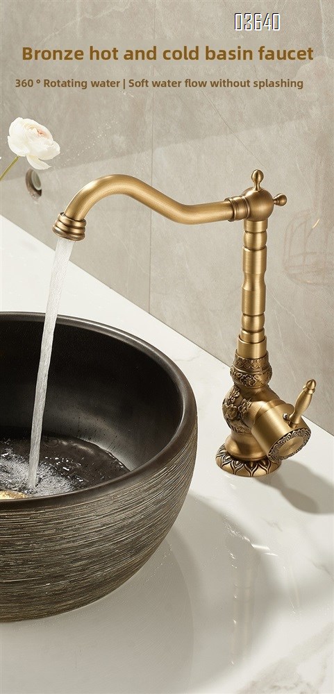 European Style Classic Basin Sink Faucet Antique Brushed Taps Single Handle Water Mixer Tap for Bathroom Sink Ceramic Valve Core