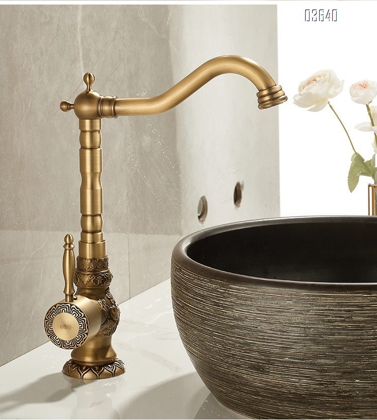 European Style Classic Basin Sink Faucet Antique Brushed Taps Single Handle Water Mixer Tap for Bathroom Sink Ceramic Valve Core