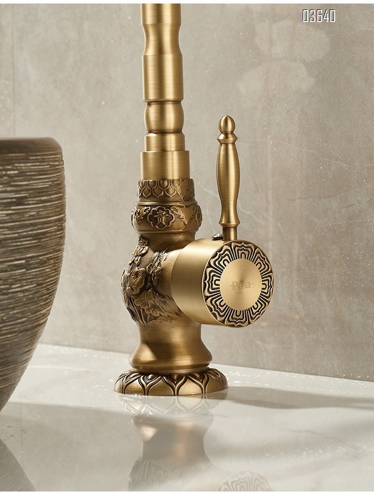 European Style Classic Basin Sink Faucet Antique Brushed Taps Single Handle Water Mixer Tap for Bathroom Sink Ceramic Valve Core