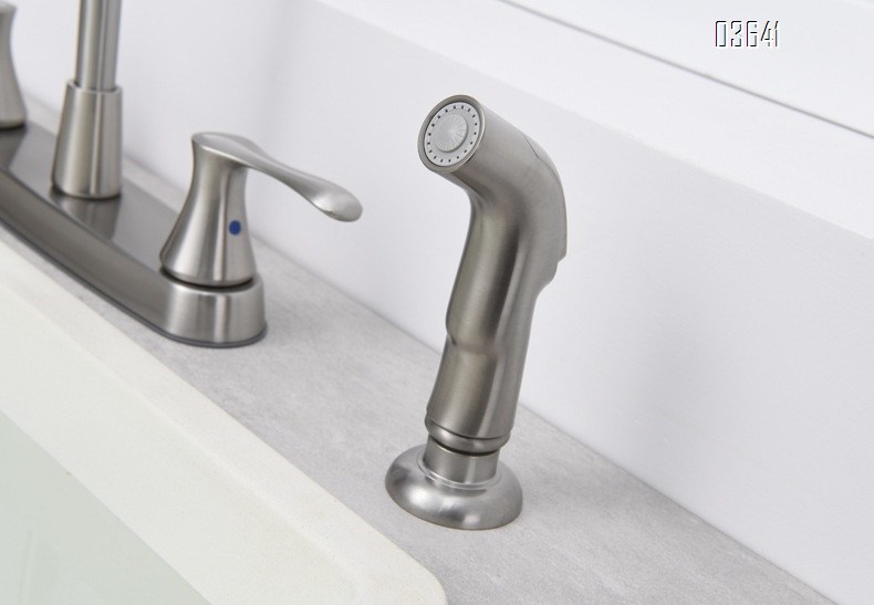 Modern Design Dual Handle Stainless Steel Basin Faucet with Side Sprayer Skin Mixer Faucet Rotatable for Bathroom Basin Kitchen