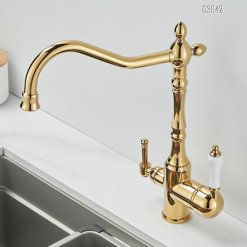 Classic Multi-function Kitchen Faucet Luxury Water Purifier Hot and Cold Mixer Brass Kitchen Tap Rotatable with Ceramic Core